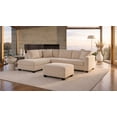 thumbnail image 1 of EVA Corduroy Upholstered Reversible Sectional Sofa/Couch with Storage Ottoman Beige, 1 of 7