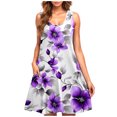 thumbnail image 2 of Ovzne Robes pour Femmes Robe pour Femme Robe Décontractée pour Femmes Grande Taille Sans Manches à Col Rond Courte Robe à Fleurs Robe de Vacances Liquidation, 2 of 5