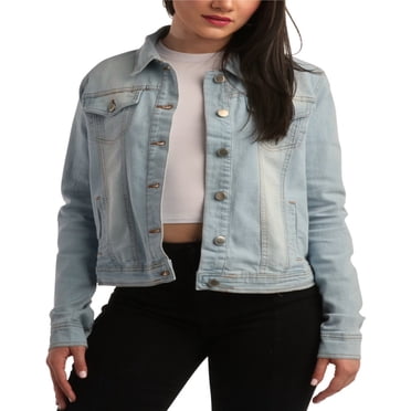 dollhouse Women’s Jacket - Basic Denim Classic Crop Jean Jacket (Size  S-XL)