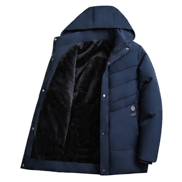 Men's Fleece Jacket with Detachable Hood - Warm Winter Coat, Thick Soft Long Sleeve Hooded Outerwear, All-Season Windproof Design for Outdoor Work Hiking
