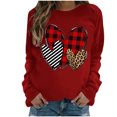 thumbnail image 2 of Styesk Chemises à Manches Longues pour Femmes Imprimé Cœur Hauts Confortables Doux Col Rond T-Shirts Chandail Mode Ample Léger Chandail en Molleton Graphique de la Saint-Valentin Décontracté, 2 of 3