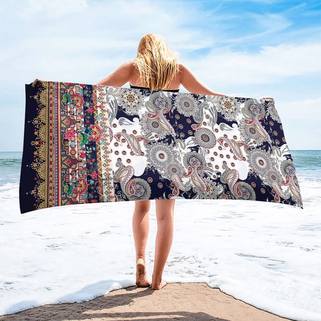SuoKom Beach Blanket Microfiber Beach Towel Super Lightweight Colorful Bath Towel Sandproof Beach Blanket Multi-Purpose Towel For Travel Swimming Pool 30x60 Inch Beach Towel On Clearance