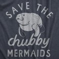 thumbnail image 2 of Womens Save The Chubby Mermaids T Shirt Funny Cute Manitee Preservation Tee for Ladies (Heather Navy - MERMAIDS) - L, 2 of 3