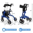 thumbnail image 3 of Giantex Déambulateur à Roulettes 2-en-1 en Aluminium avec Siège, Aide à la Mobilité et à la Marche Pliable avec Poignées et Roues Réglables en Hauteur, Bleu, 3 of 10