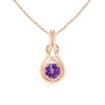 thumbnail image 1 of Angara Collier en Améthyste Naturelle - Pendentif Solitaire en Améthyste Ronde Nœud Infini en Or Rose 14 K pour Femmes, 1 of 8