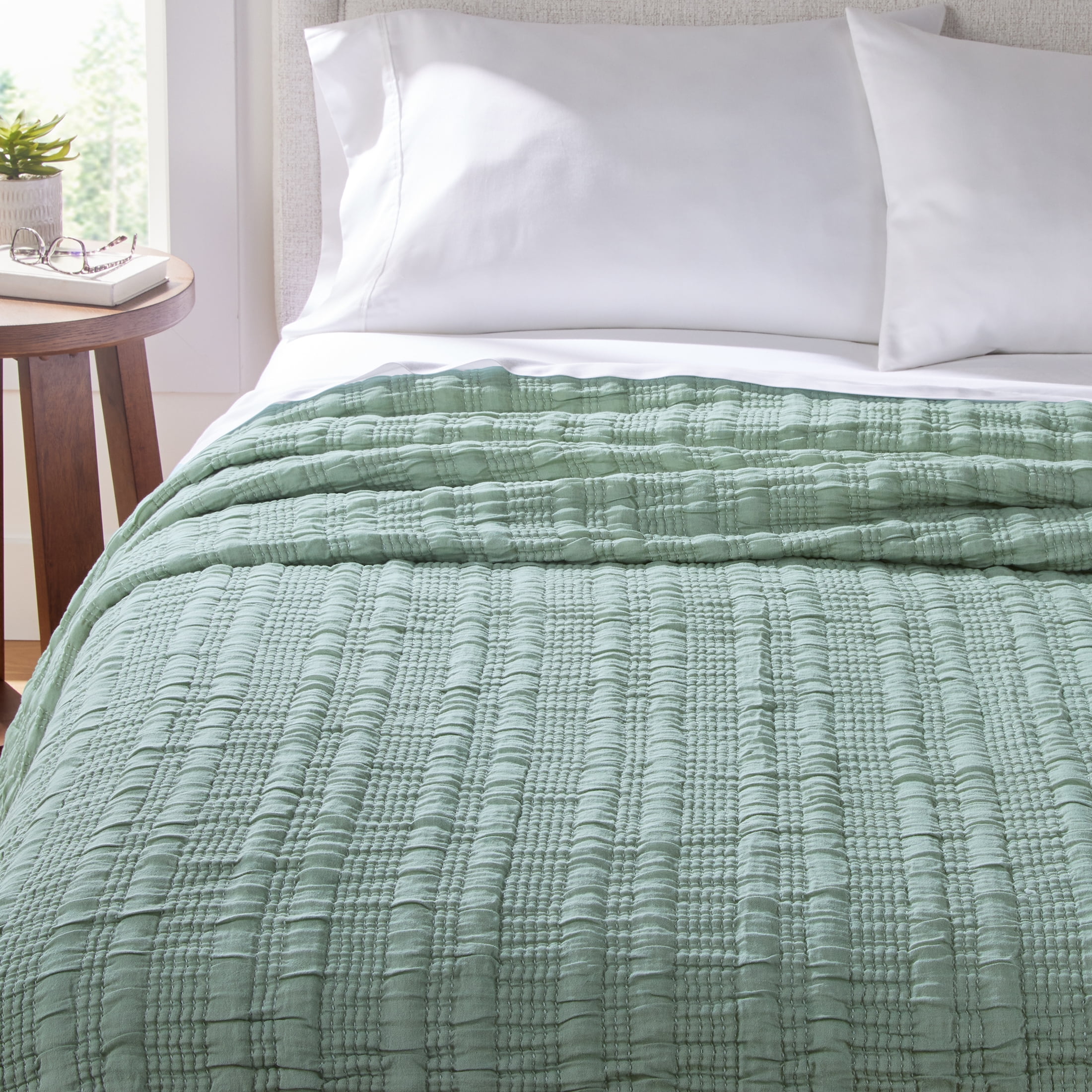Better Homes & Gardens Cotton Blend Matelassé Green Double/Queen couverture, 1 Piece