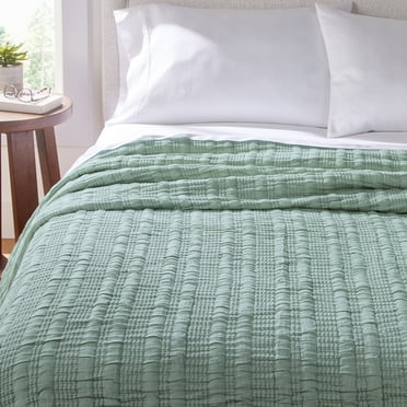 Better Homes & Gardens Cotton Blend Matelassé Green Double/Queen couverture, 1 Piece