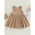 thumbnail image 2 of Faithtur Bébé Enfants Robe de Fille, Sans Manches Cou Solide Robe d'Été A-Ligne pour Tous les Jours Occasionnels, 2 of 8