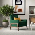 thumbnail image 3 of Fauteuil d'Appoint en Velours Vert Capitonné Steven de Style Mi-Siècle Moderne, 3 of 7