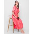thumbnail image 2 of DWEEP SARA Caftan Uni en Satin Rouge et Rouge Pâle, Nuisette Courte à Manches Kimono, Vêtement de Nuit pour Femmes, Robe de Nuit, 2 of 2