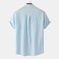 thumbnail image 4 of cfhntfmh Cotton Linen Shirts for Men Summer Short Sleeve Button up Beach T-Shirts Lightweight Solid Collared Tops, 4 of 7