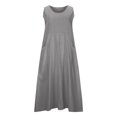 thumbnail image 4 of Ovzne Robes pour Femmes 2025 Robe d'Été Mode Décontractée Couleur Unie Sans Manches Col Rond avec Poches Jupe Grande Taille Liquidation, 4 of 6