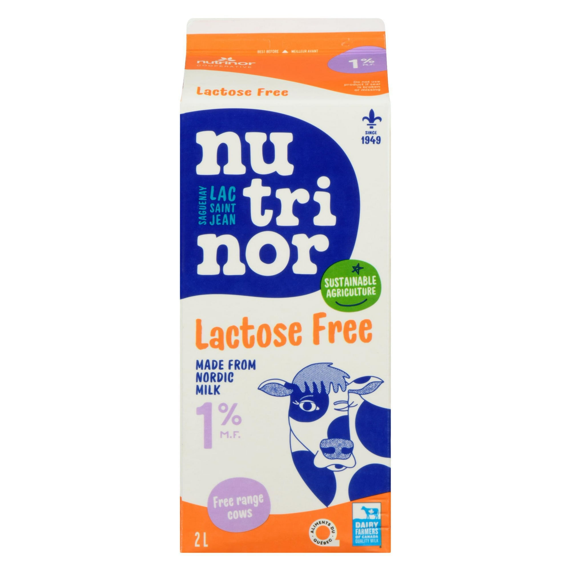 2L Lait Sans lactose 1 % Nutrinor