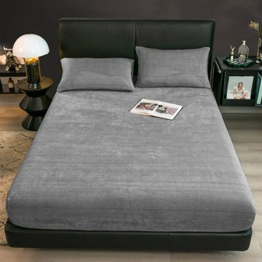 SUTENGDA Ensemble de Draps en Micro-Polaire Grand en Velours Peluche Extra Doux / Draps Micro-Peluche de Luxe Anti-Boulochage avec Taies d'Oreiller, Velours Sherpa Luxueux, Collection Luxe 59x78 Po