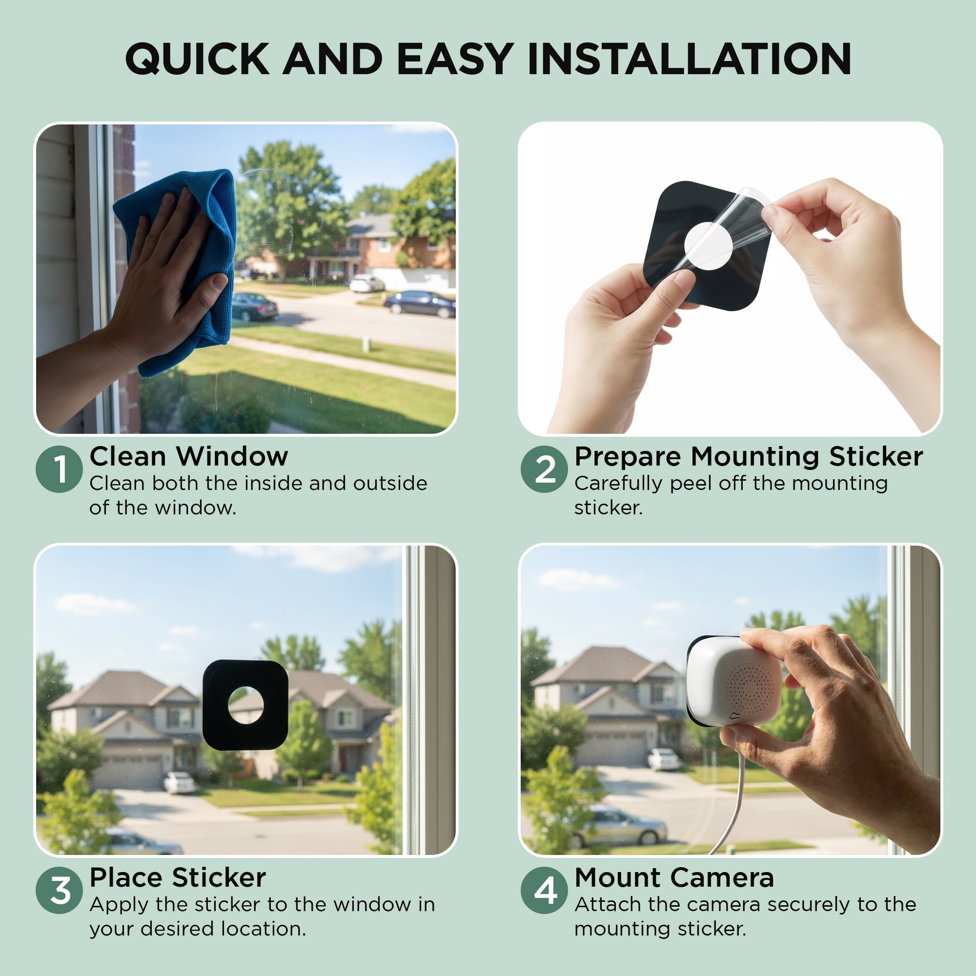 Merkury Innovations Smart Indoor Window Camera 2K Quad HD, White (1-pack)