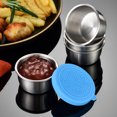 thumbnail image 3 of XmhyTop Ensemble de 3 Contenants pour Vinaigrette, Contenants à Trempette en Acier Inoxydable de 1,7 oz Étanches avec Couvercles, Mini Contenants à Sauce Réutilisables (Bleu), 3 of 5