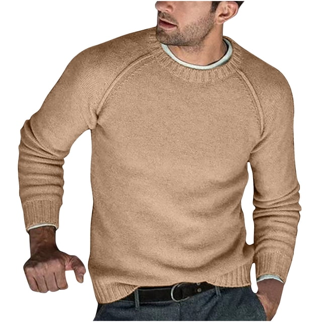 Birdeem Chandail en Tricot pour Hommes à Col Rond, Chandail Décontracté Uni, Chandail de Base