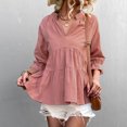 thumbnail image 4 of Pompotops Blouse Confortable à Manches Trois-Quarts Col en V Unie pour Femmes, 4 of 7