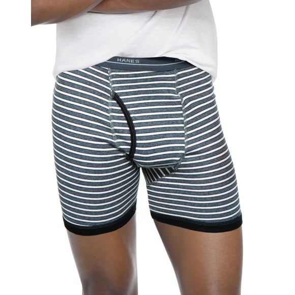 Hanes Boxeur-Brief à Rayures Sans Étiquette pour Hommes avec Ceinture Comfort Flex, L