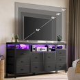 thumbnail image 3 of TV Stand with 10 Fabric Drawers for 65 70 75 Inches TV, 63" W Entertainment Center TV Console Table with LED Lights & Power Outlets & Open Storage Shelves, 3 of 9