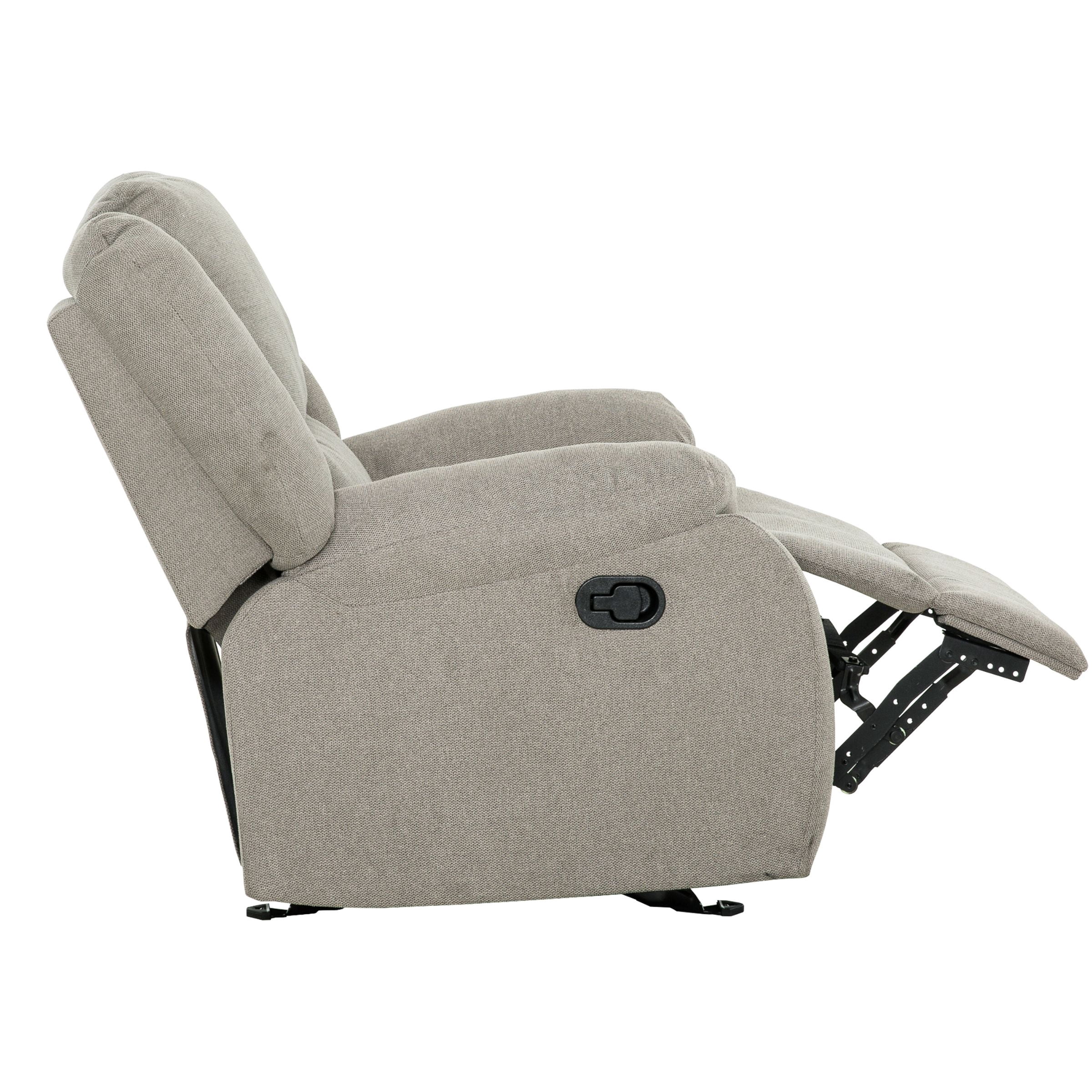 Fauteuil berçant inclinable Primo Amos – Fauteuil rembourré 36 po avec accoudoirs matelassés, mouvement berçant doux, tissu neutre – Pour salon