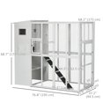 thumbnail image 3 of PawHut Large Wooden Outdoor Cat House With Large Run For Play, White, 3 of 9
