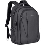 Tigernu Sac à dos pour ordinateur portable de voyage Business Slim Anti-vol Sacs à dos avec USB Charger Port imperméable College School Computer Bag pour hommes Femmes Fit Under 15.6 Notebook/Macbook de pouce, Noir
