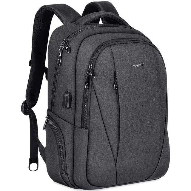 Tigernu Sac à dos pour ordinateur portable de voyage Business Slim Anti-vol Sacs à dos avec USB Charger Port imperméable College School Computer Bag pour hommes Femmes Fit Under 15.6 Notebook/Macbook de pouce, Noir
