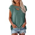thumbnail image 2 of CEHVOM Womens Casual Solid Color Pullover Round Neck Short Sleeve T-shirt Tops Clearance, 2 of 6