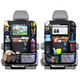 thumbnail image 1 of Car Seat Organiser - Kids Back Seat Organiser, Storage Pockets, Screen Holder, Black, 2 Pack, 1 of 5