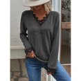 thumbnail image 3 of Haut Tricoté pour Femmes, Col en V, Manches Raglan, Confortable pour le Travail, pour les Rendez-Vous, Gris, Noir, Rouge, Bleu, Kaki, Rose Vif, Couleur Citrouille, 3 of 8