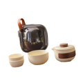 thumbnail image 2 of veasfak Portable Tea Set with Case Ceramic Chinese Kung Fu Teapot Teacups for Travel Three Teacups Set, 2 of 9