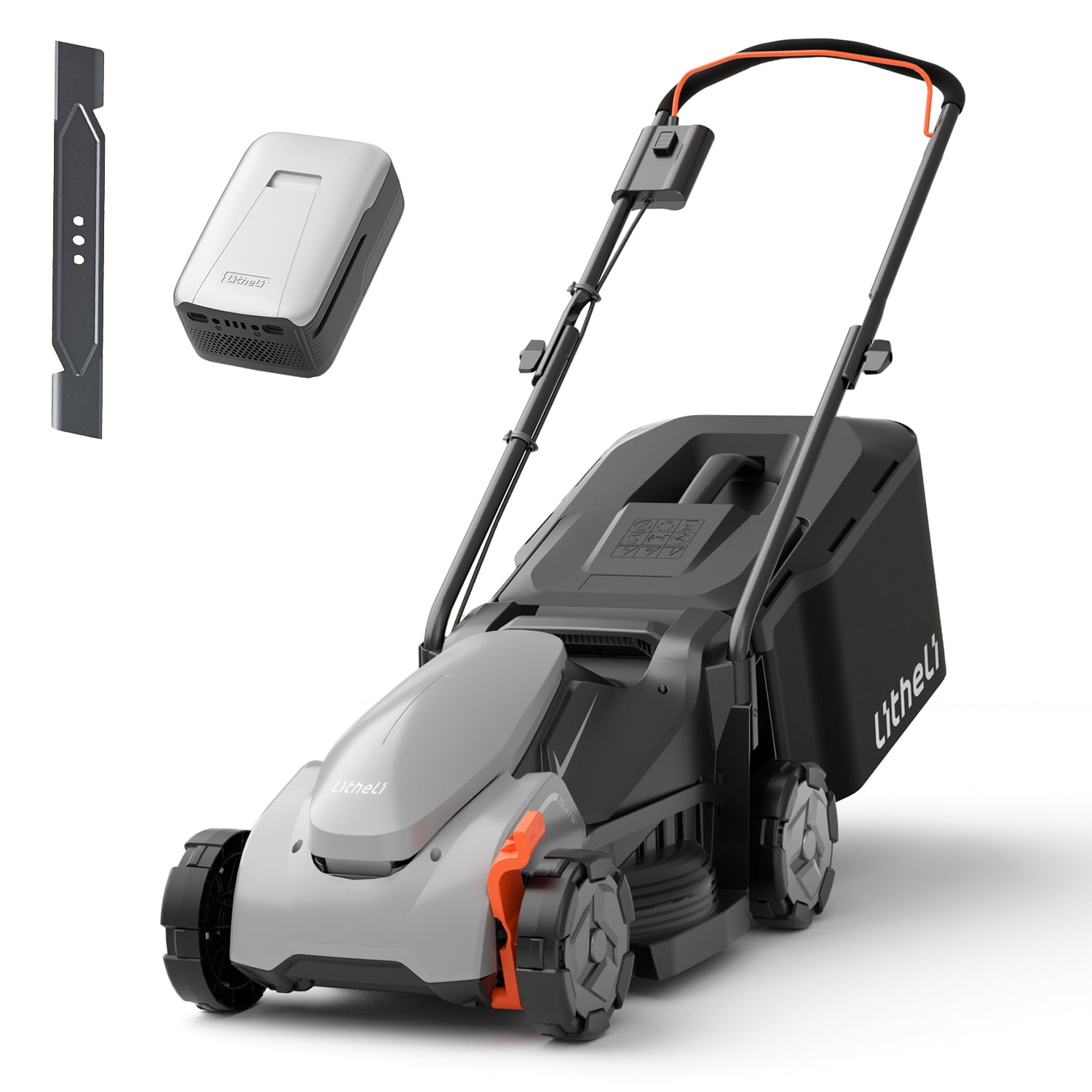 Litheli 20V Cordless Electric Lawn Mower, 14-Inch, Brushless Motor, 5-Position Height Adjustment, with 5.0Ah Battery, for Lawns & Gardens