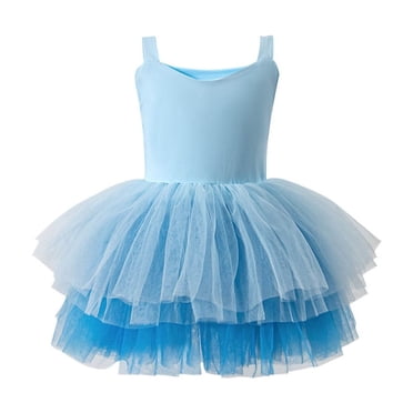 Yanlir Robe de Danse en Maille pour Enfants, Combinaison à Bretelles Unie pour Filles, Tenue Sans Manches pour un Style et un Confort 6 Mois - 3 Ans (Bleu, 1 An)