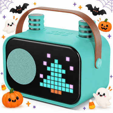 JYX Machine de Karaoké, Système de Karaoké pour la Maison avec 15 Modes d'Affichage Animés, Mini Machine de Karaoké Portable avec 2 Microphones, Vert