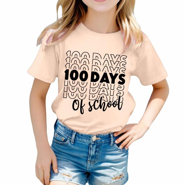 TZEWGL Chemise Décontractée pour Enfant Mignonne Imprimée Graphique Col Rond Manches Courtes Vêtements pour Filles Garçons Taille 12-13T
