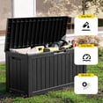 thumbnail image 3 of Coffre de Terrasse en Résine de 75 Gallons, Coffre de Rangement Extérieur Verrouillable pour Meubles, Outils de Jardin et Rangement d'Outils, Boîtes de Rangement Extérieures Étanches - Noir, 3 of 7