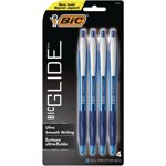 BIC Glide Stylo à bille rétractable, point moyen (1.0 mm), bleu, poignée en caoutchouc confortable, 4-Count