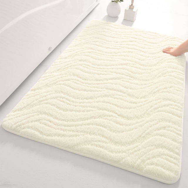 EGNMCR Bathroom Rugs, Extra Thick Microfiber Striped Door Mat - Non-Slip Bathroom Kitchen Entry Rug Water-Absorbent Floor Mat For Bathroom Kitchen Doorway Foot Mat Bathroom Rug Blanket
