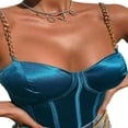 thumbnail image 1 of Women Solid Color Sleeveless Tank Tops with Chain Strap Low-cut Padded Cropped T Shirt Tanks Tops Red L, 1 of 7