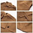 thumbnail image 4 of Lovzfmll Trench Manteau pour Homme à Manches Raglan, Revers Cranté, Poches à Boutons, Kaki, 4TG, 4 of 8