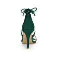 thumbnail image 2 of BLISSFUL STEP Chaussures pour Femmes Sandales à Talon Aiguille Haut à Bride Cheville à Nouer Bout Ouvert en Faux Suède Vert 7, 2 of 8