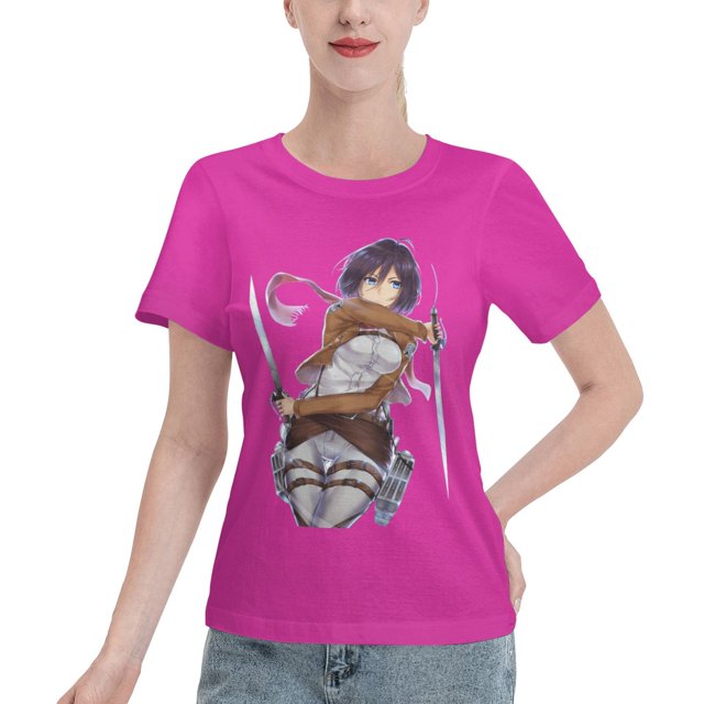 Women's Basic Short Sleeve T-Shirt Attacking Giant Mikasa Ackerman