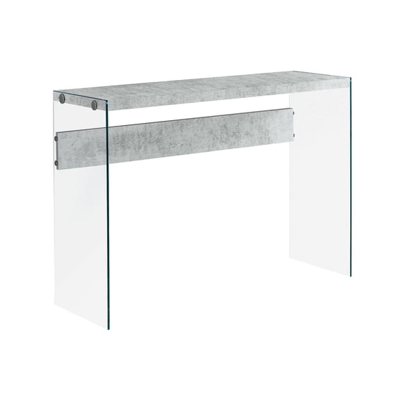 Monarch Specialties Accent Table, Console, Entryway, Narrow, Sofa, Living Room, Bedroom, Tempered Glass, Laminate, Grey, Clear, Contemporary, Modern