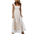 thumbnail image 1 of TopLLC Robe d'Été Mode Femmes Été Décontractée Imprimé Col Carré Camis Sans Manches Gilet Longue Robe Grande Taille Robes, Robe de Plage, 1 of 6