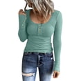 thumbnail image 3 of WILLBEST Womens Shirts Trendy 2025 Women Long Sleeve T Shirts Button Down Slim Fit Tops Neck Ribbed Knit Shirts, 3 of 6