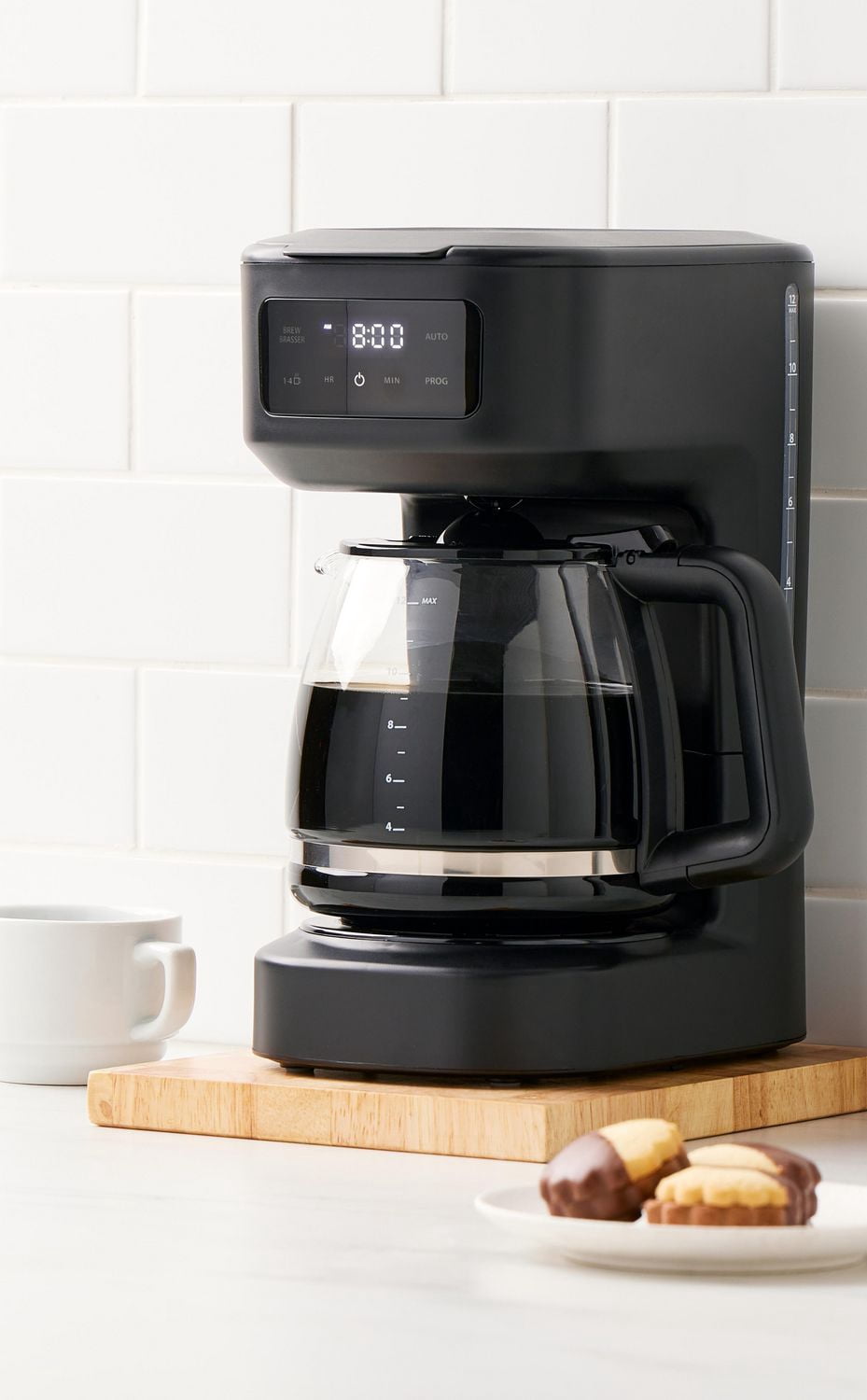 Mainstays Programmable 12 Cup Coffee Maker with Touchscreen, Black