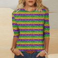 thumbnail image 2 of Penkiiy Blouse Carnaval pour Femmes Mardi Gras Mode Imprimée Décontractée Col Rond Manches 3/4 T-shirt Blouse S Multicolore, 2 of 5