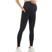 Ketyyh-chn99 Womens Leggings Tummy Control Yoga Pants Solid Maternity Leggings High Waist Maternity Trousers Women's Pregnancy Leggings Pregnant Trousers Black,M