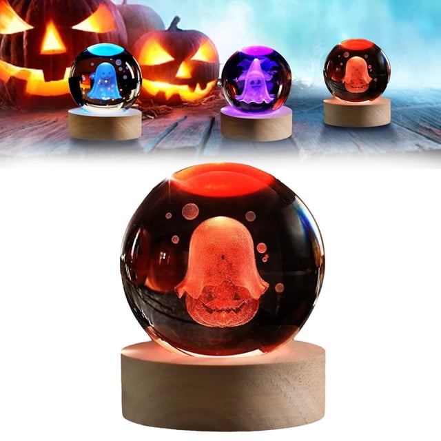 WHEANG Halloween Lighted In ,Halloween Carved With Luminous Glass Children's Small Night Light Ornament